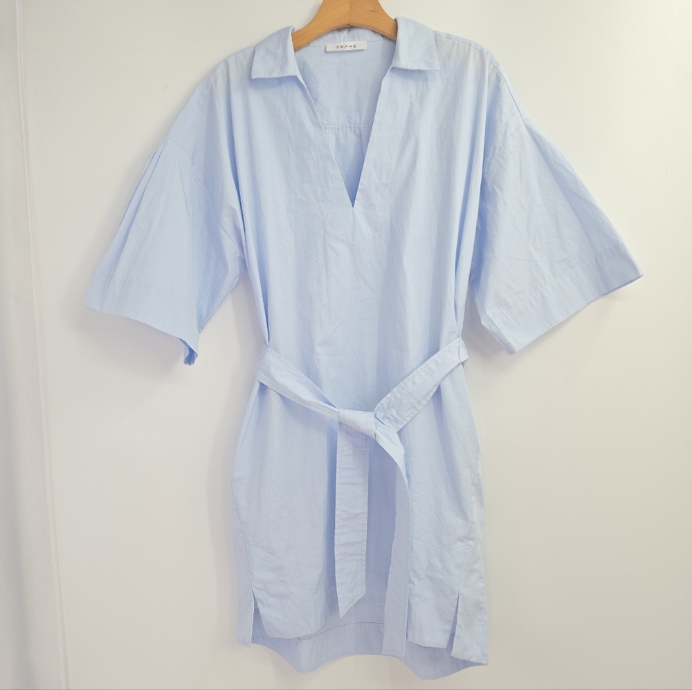 Paige‎ Shirt Dress Light Blue Cotton Belted - Picture 2 of 15